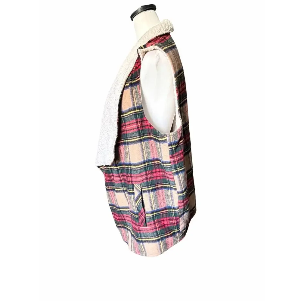 Maurices Open Front Cardigan Vest XXL Red Yellow Blue Tan